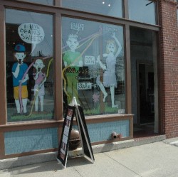Nicole Chaisson`s Hausfrau graphics decorate the store front